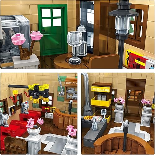 Miniatura 2 de Juguetes medievales de construcción de cabaña de madera, juguetes de construcción de club de pescadores, bloques de construcción de arquitectura