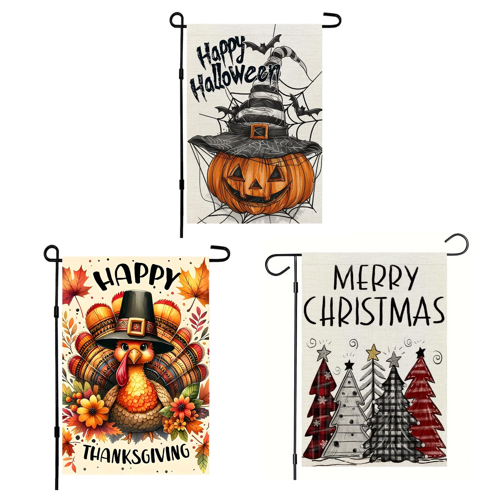 Amazon.com : 3 Pack Happy Halloween Thanksgiving Christmas Garden