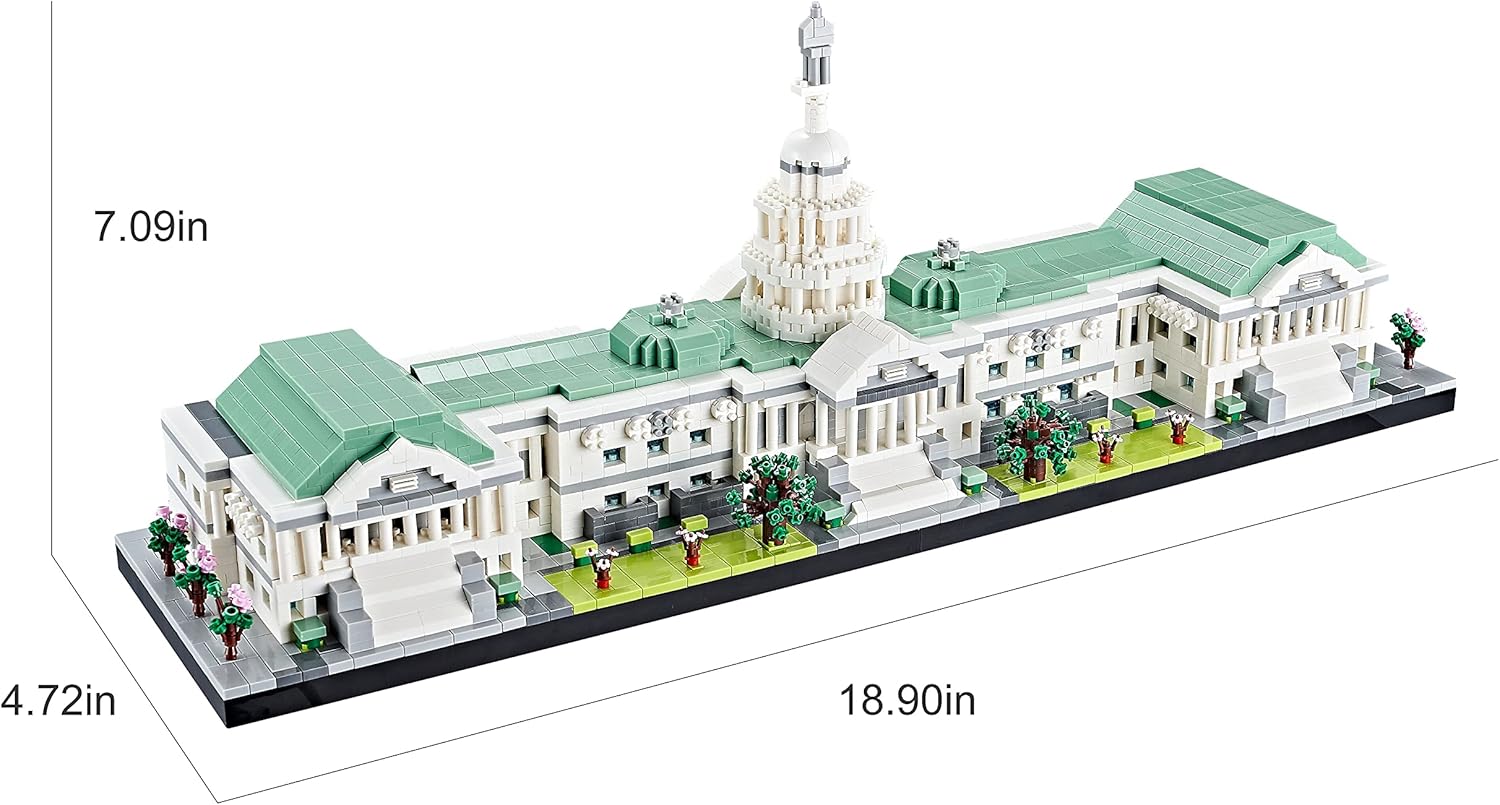 Kadablk Architecture Series Mini Bricks for Adults and Teens,US Capitol Model Construction 3630 PCS,Micro Blocks Set,Landmark Model