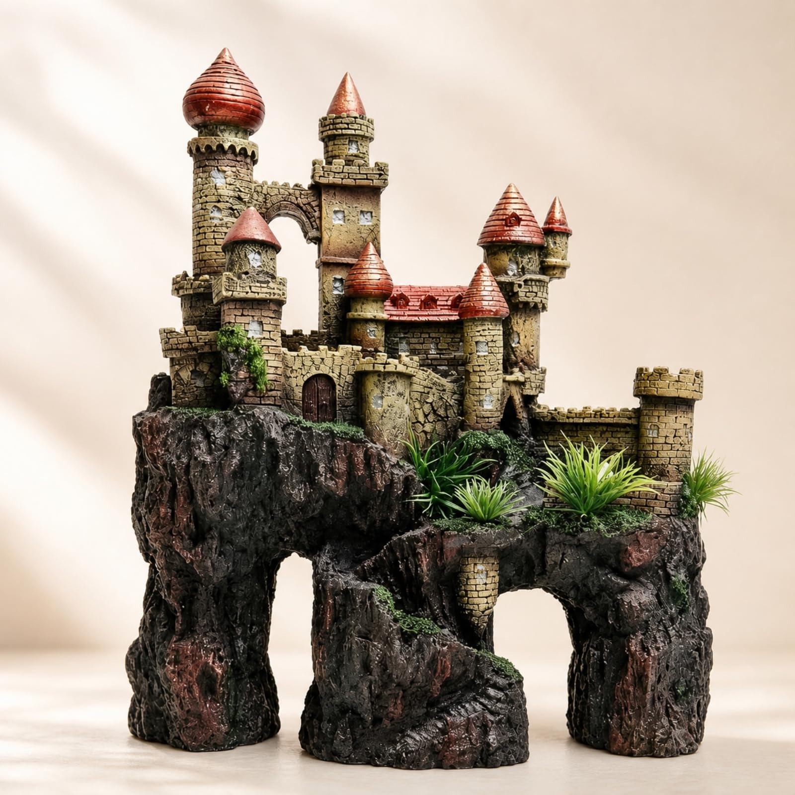 Castello per Acquario Durevole | Realistica, Castello in Resina, Realistico, Ornamento con Roccia, per Vasca Dei Pesci