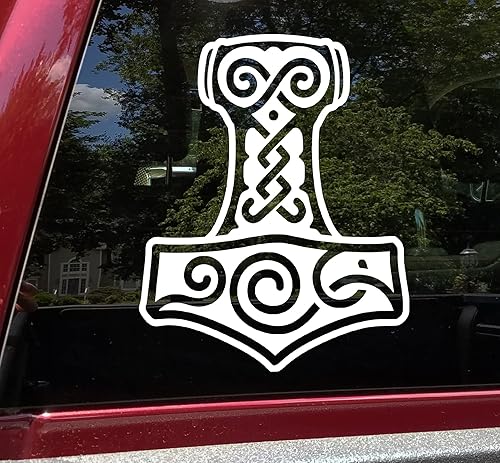 Miniatura 3 de Mjolnir - Calcomanía de vinilo V4 - Martillo vikingo mitología nórdica - Adhesivo troquelado