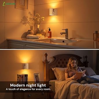LOHAS-LED Plug in Night Light,Dimmable 0-100LM,Dusk to Dawn Sensor,Amber
