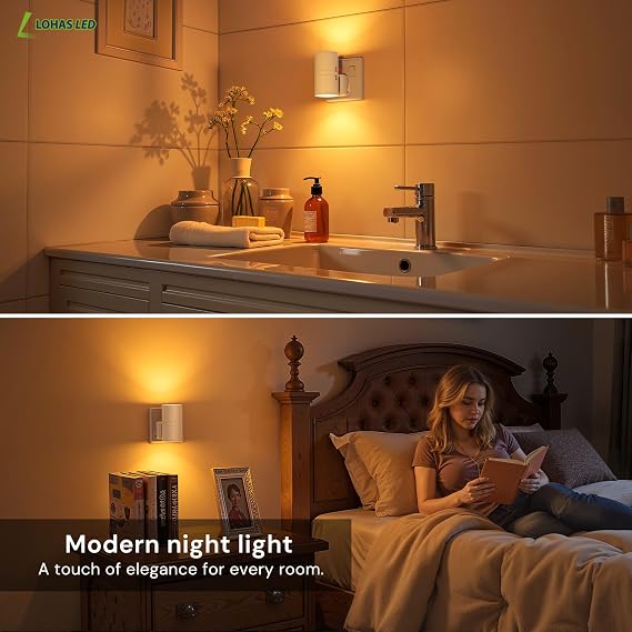 LOHAS-LED Plug in Night Light,Dimmable 0-100LM,Dusk to Dawn Sensor,Amber