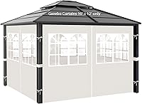 Vista 8 de Cortinas de privacidad Gazebo de 10 x 12 pies con ventanas de PVC, pared lateral de 4 paneles con cremallera, reemplazo universal para patio, toldo