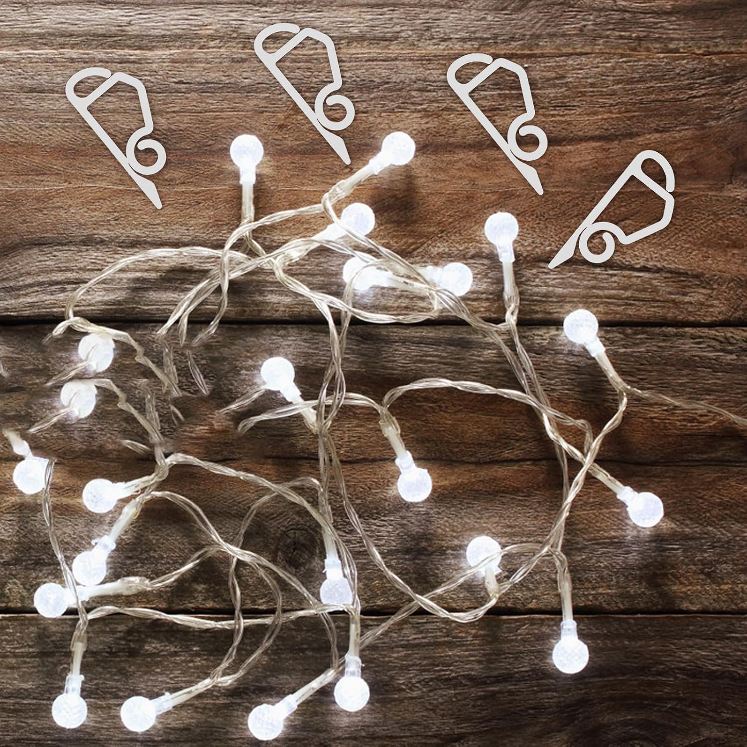 Alasum 120pcs White Plastic Light Hanging Hooks for Outdoor String Lights and Plant Baskets, No Tools Required, Easy Removal, for Christmas Decorations and Interior Decor