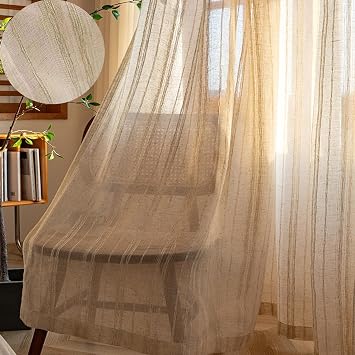 Pinch Pleat Linen Curtains, Flax Sheer Curtain 1 Panel for Living Room Bedroom Dining Room Office Light Filtering Privacy CurtainsLinen,30W*84" x2