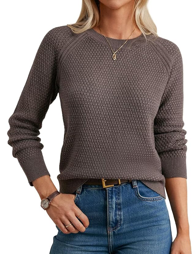GRACE KARIN Womens Fall Knit Sweater Top Long Sleeve Merino Wool Blend Pullover Casual Crewneck Waffle Clothes 2025