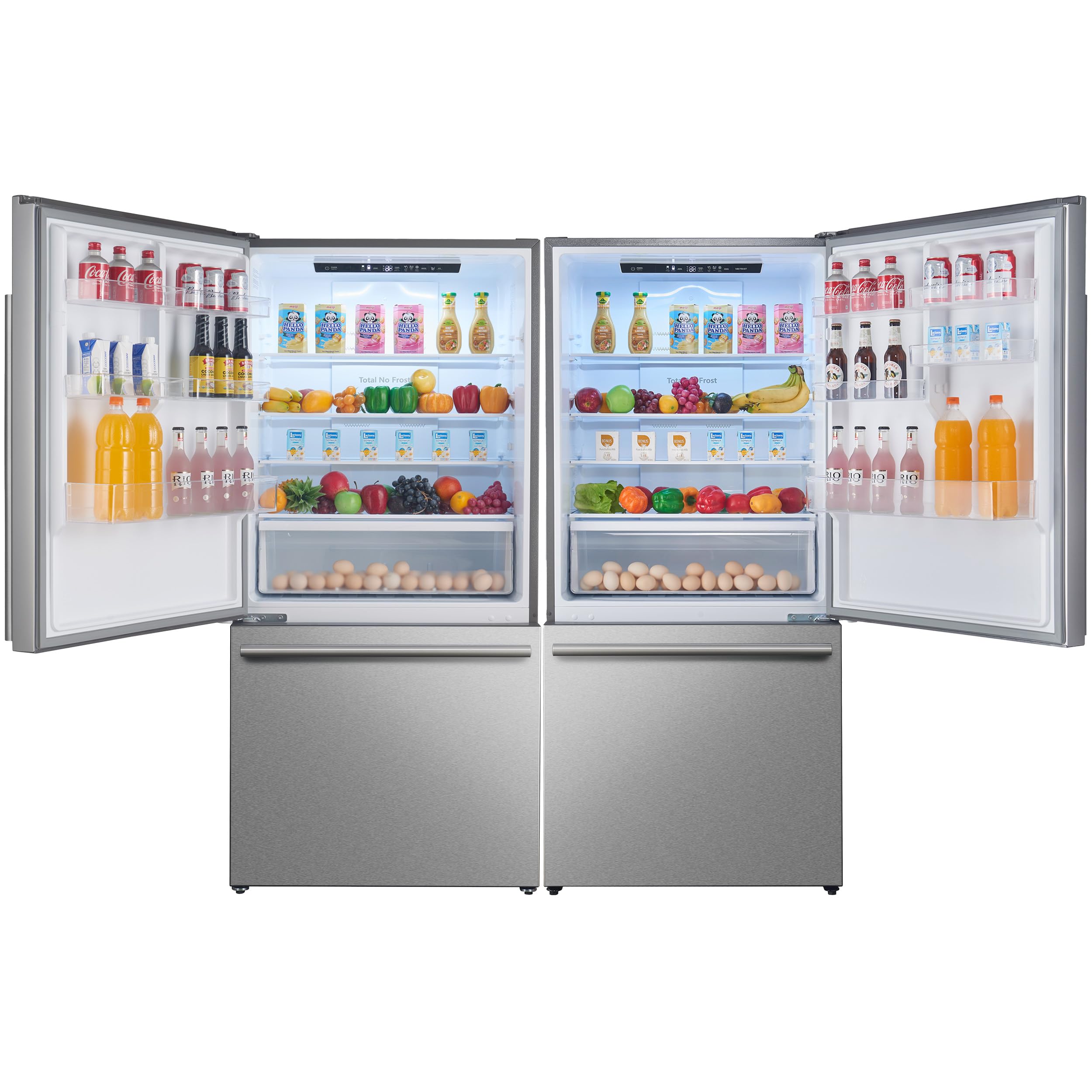 Forno Milano 62-Inch 2-Piece Freestanding Refrigerator With Dual Bottom Freezers 34.4 Cu.Ft Touch Control Ice Maker – Stainless Steel on Fridge.com - View 3