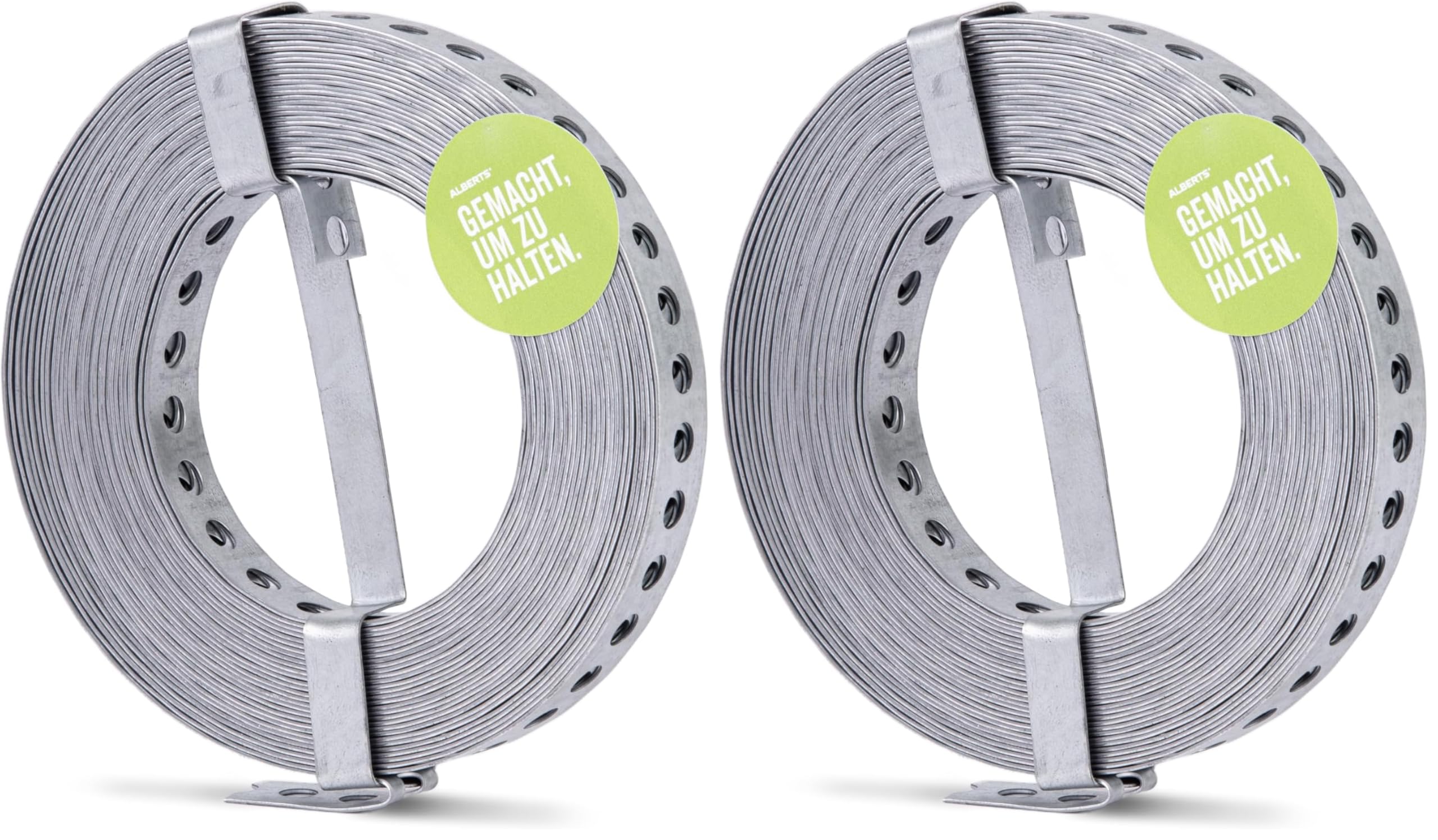 Alberts 334208 Lochband | mit oder ohne Abrollkasette | sendzimirverzinkt | Breite 17 mm | Länge 10 m (Packung mit 2)