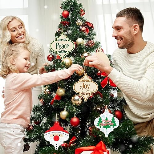 Miniatura 3 de Adornos grandes de madera de Navidad para pintar, 10 unidades, adorno de madera en blanco sin terminar para manualidades, decoración colgante,