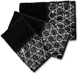 Popular Bath Sinatra Modern Bathroom Towel Set 3 Piece Towel Bath Towel, Hand Towel, Wash Towel and Bath Towel Luxury Contemporary Decor Bling Bath Towel Sets Soft, Plush and Highly Absorbent, Black