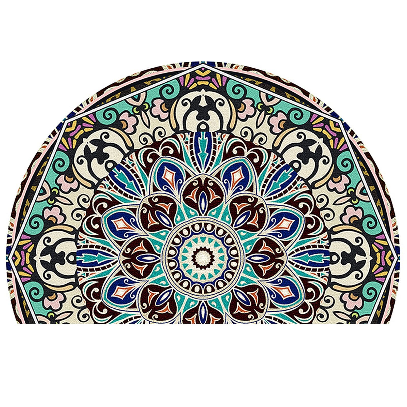Grand tapis antidérapant de style européen vintage en demi-cercle