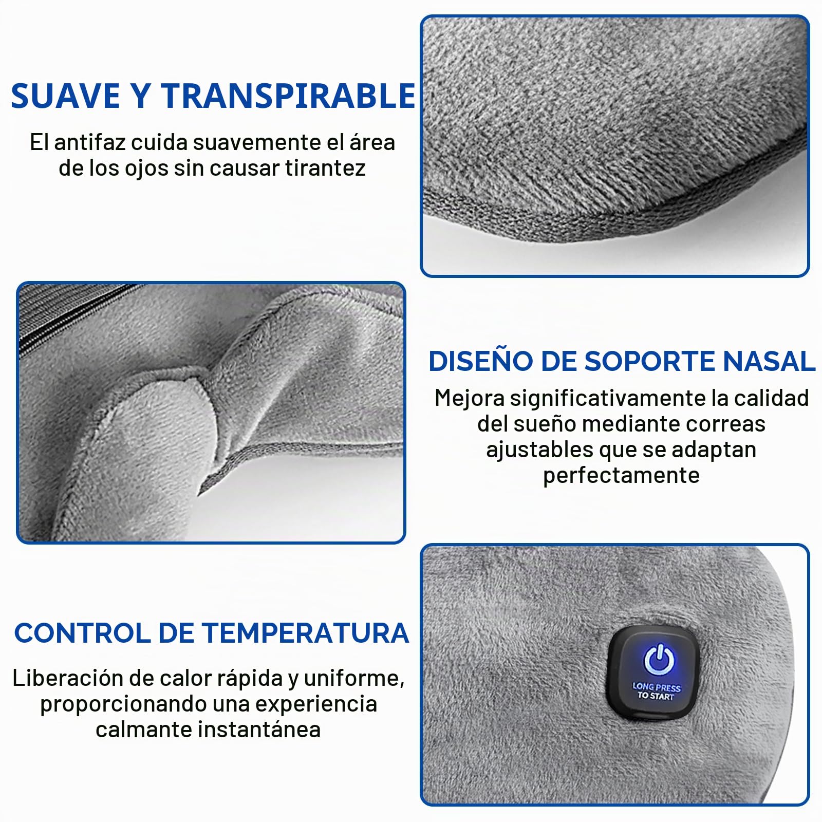 Gafas térmicas inalámbricas, con batería sin cable, gafas de calor para ojos, máscara de ojos calentada, 3 niveles de calor, eléctricas, funda lavable, viajes, para ojos secos y mejor sueño