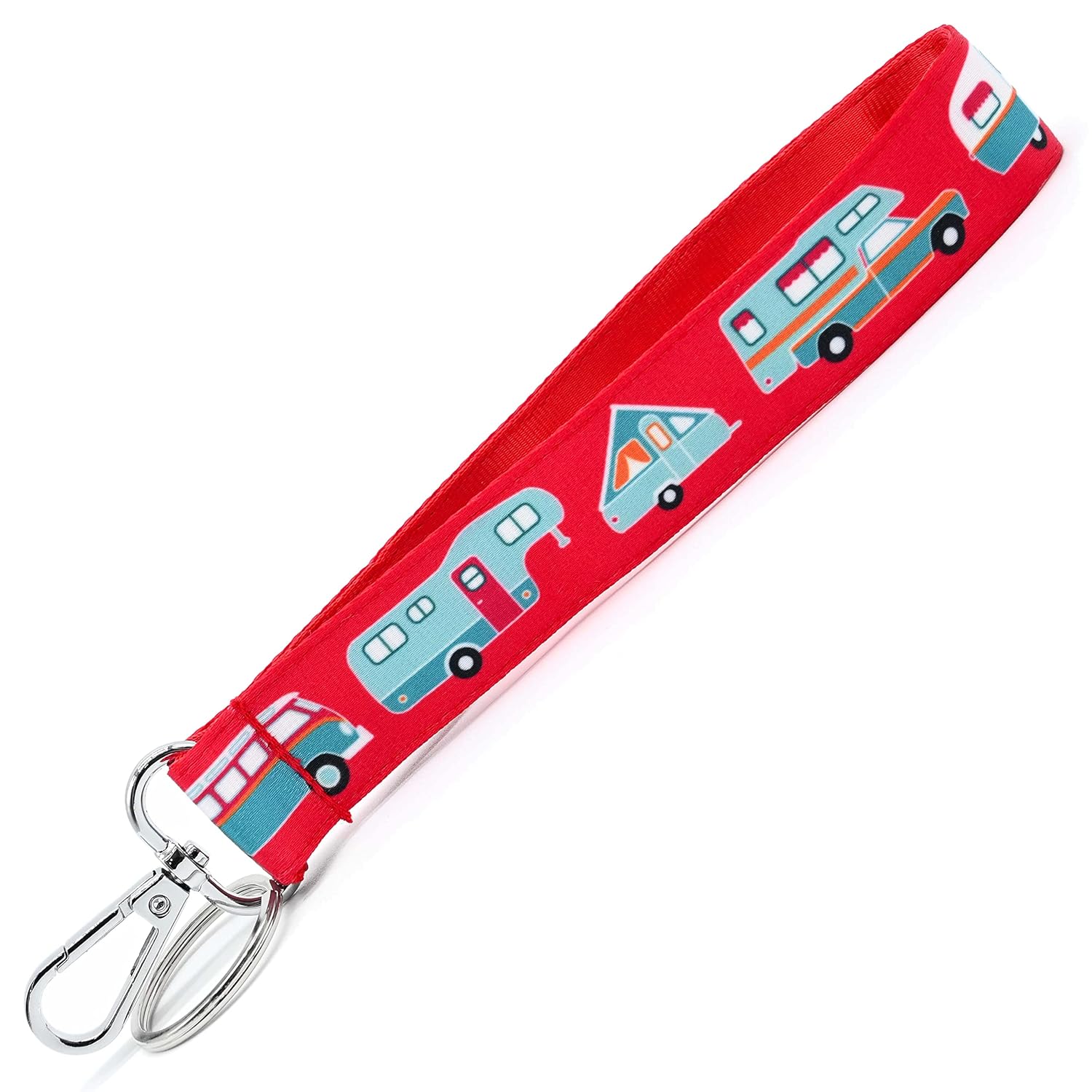 Camper Keychain Red Camping Key Fob Strap RV