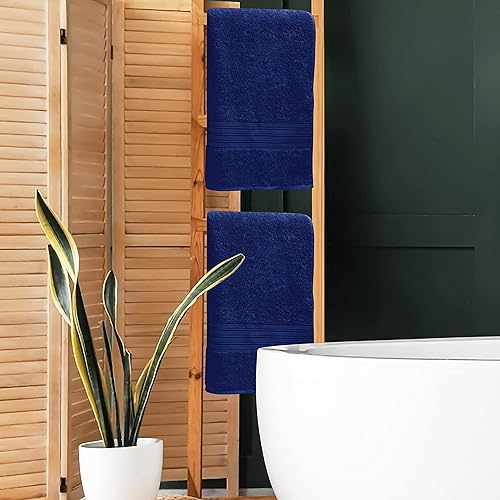 Miniatura 4 de Juego de 2 toallas de baño 100% algodón de 28 x 55 pulgadas, toallas de baño grandes ecológicas, compactas, de secado rápido, ligeras, suaves y