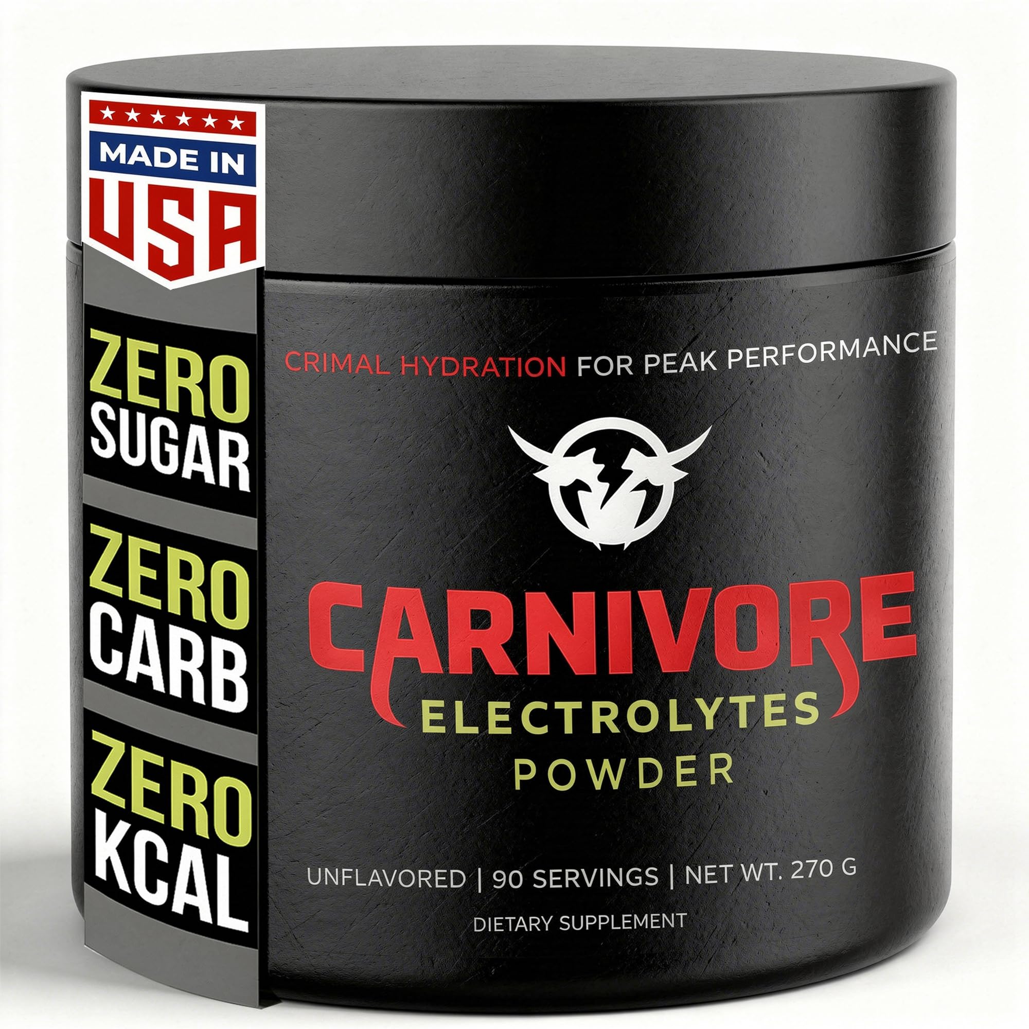 Carnivore Electrolytes: Premium Hydration Powder for Carnivore Diet - Balanced Electrolyte Support, Zero Carb, Keto Friendly - Supplement for Optimal Energy & Recovery - 90 Servings (Unflavored)