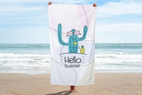 Toalla de playa estampada - Pilas de algodón suave y absorbente y microfibra de secado rápido - 33x61 pulgadas - Moda de playa - Producto perfecto
