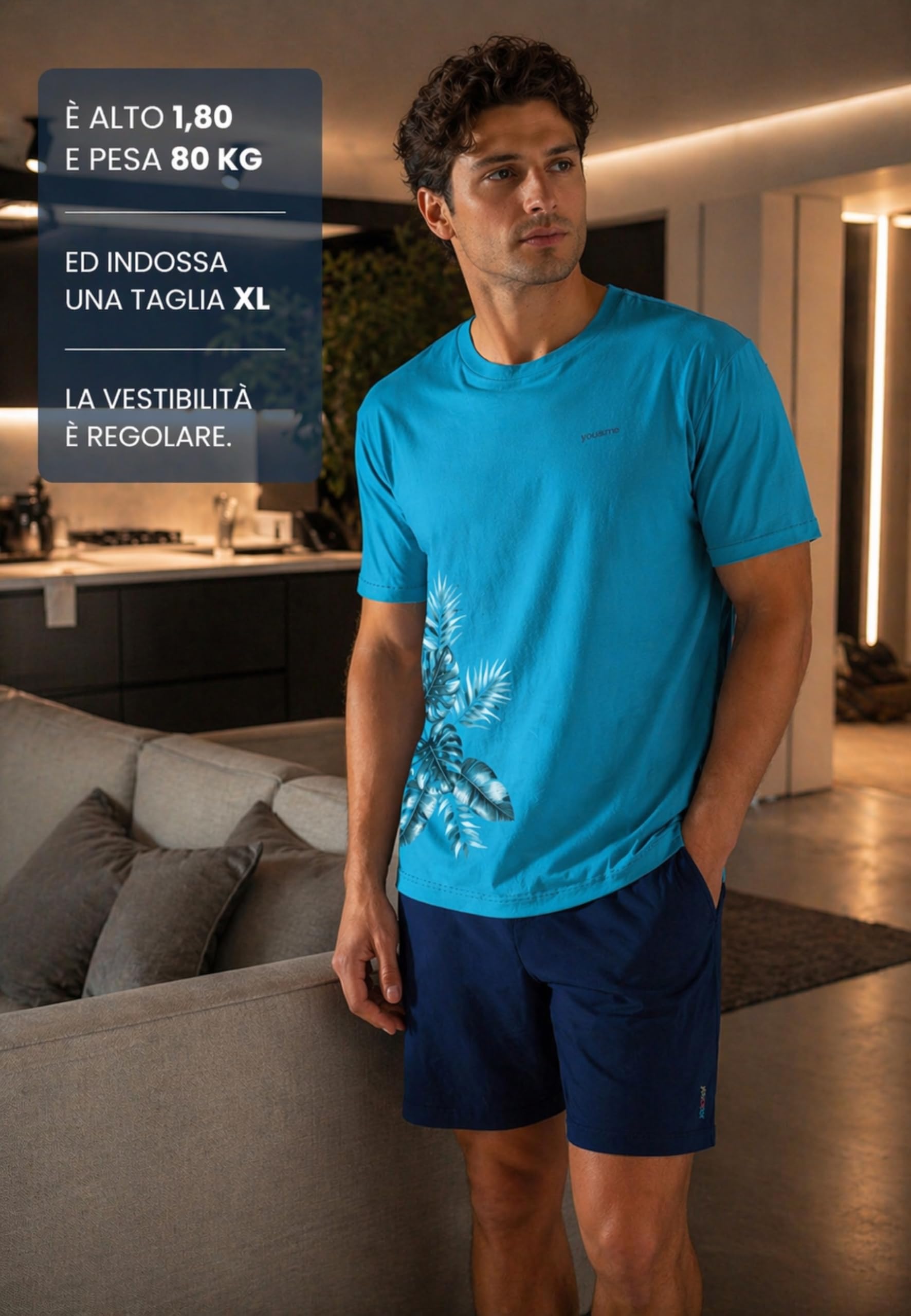 Intimitaly YM - Pigiama Corto Uomo Estivo, Cotone Leggero, Maglia e Pantalone, Comfort-Fit, Traspirante