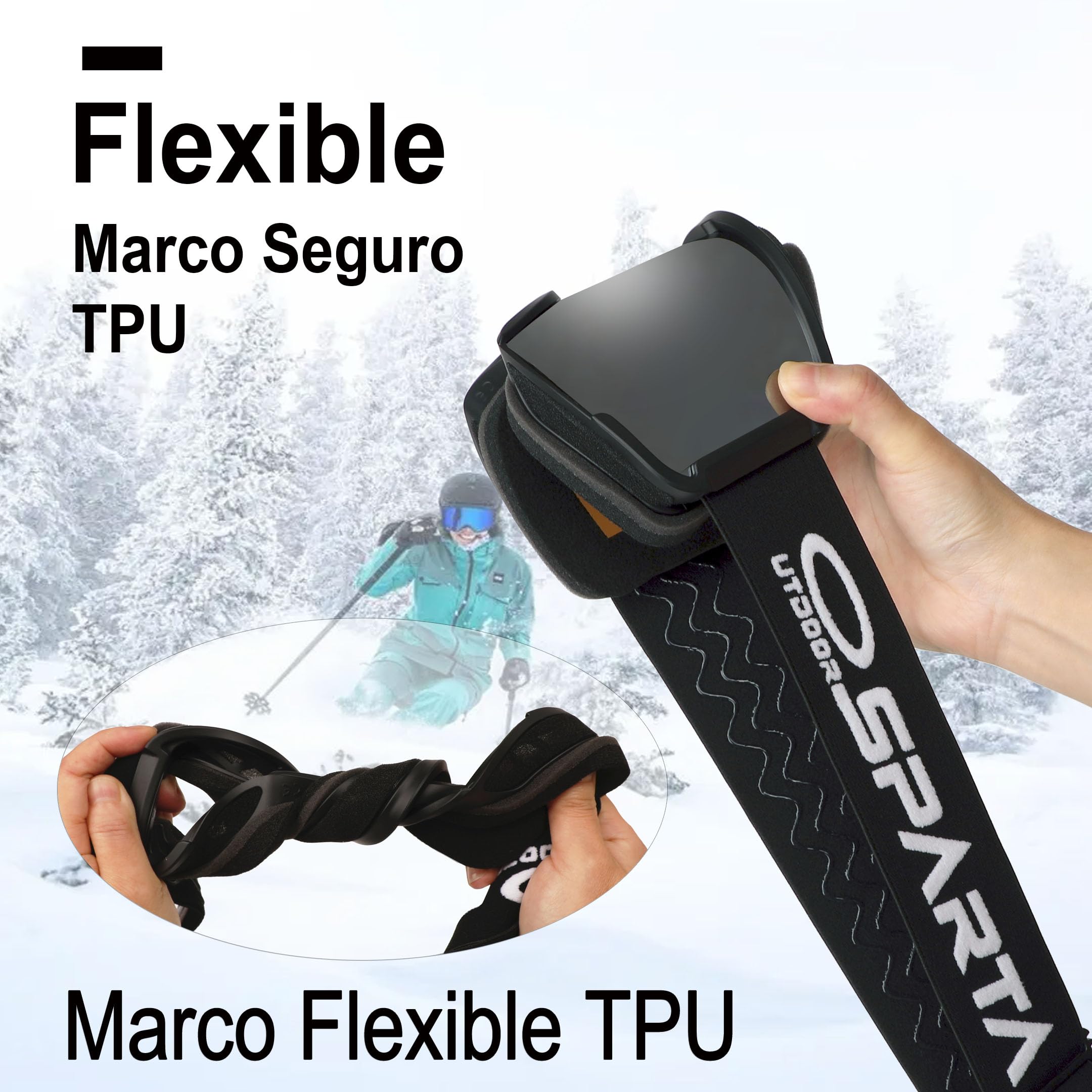 Gafas de esquí para adultos - Gafas de esquí compatibles con casco para hombres y mujeres con protección UV del 100%