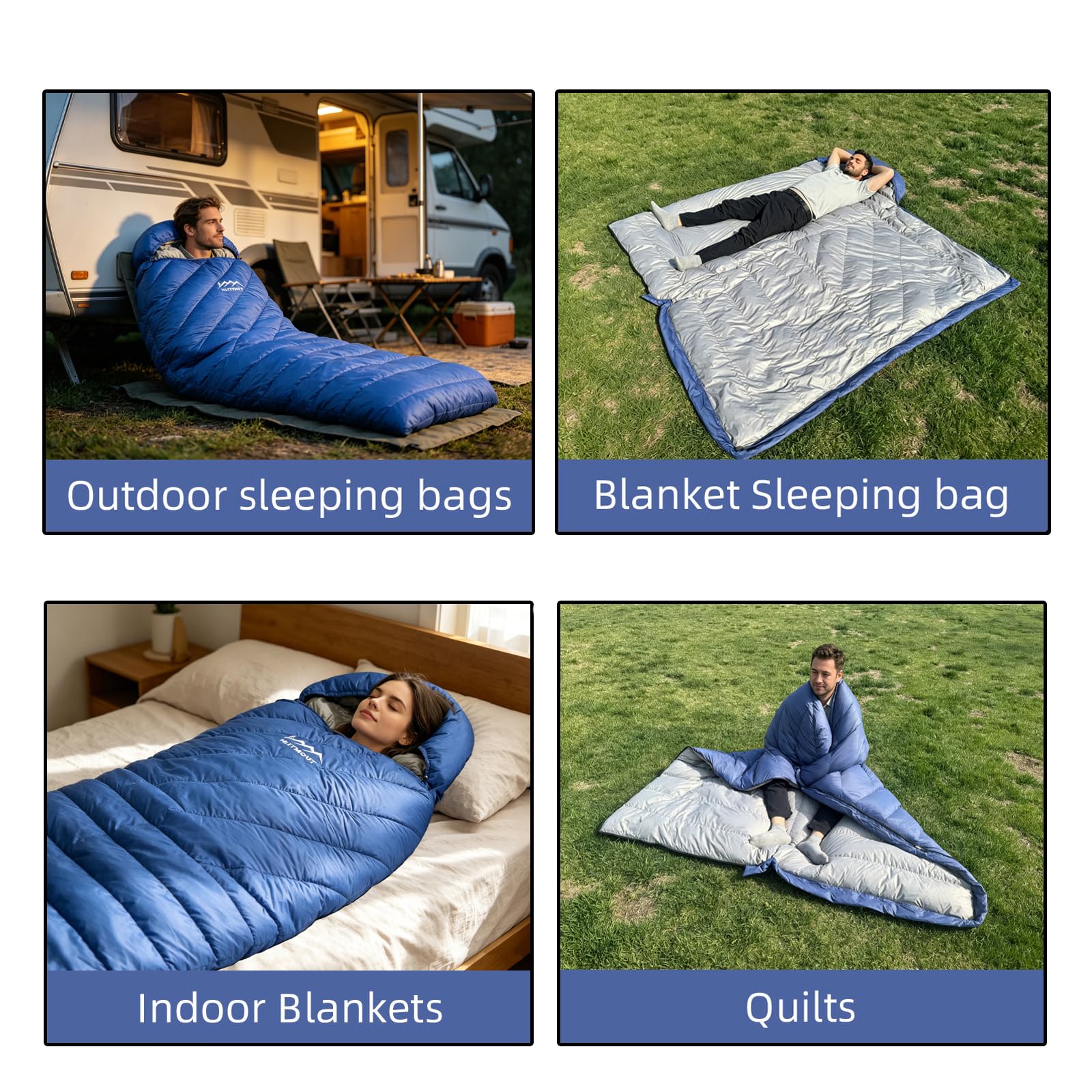 Saco de Dormir Rectangular de Plumón con Sombrero Desmontable, de -5 °C a 8 °C, Ligero y Compacto, para Camping, Senderismo y Mochileros