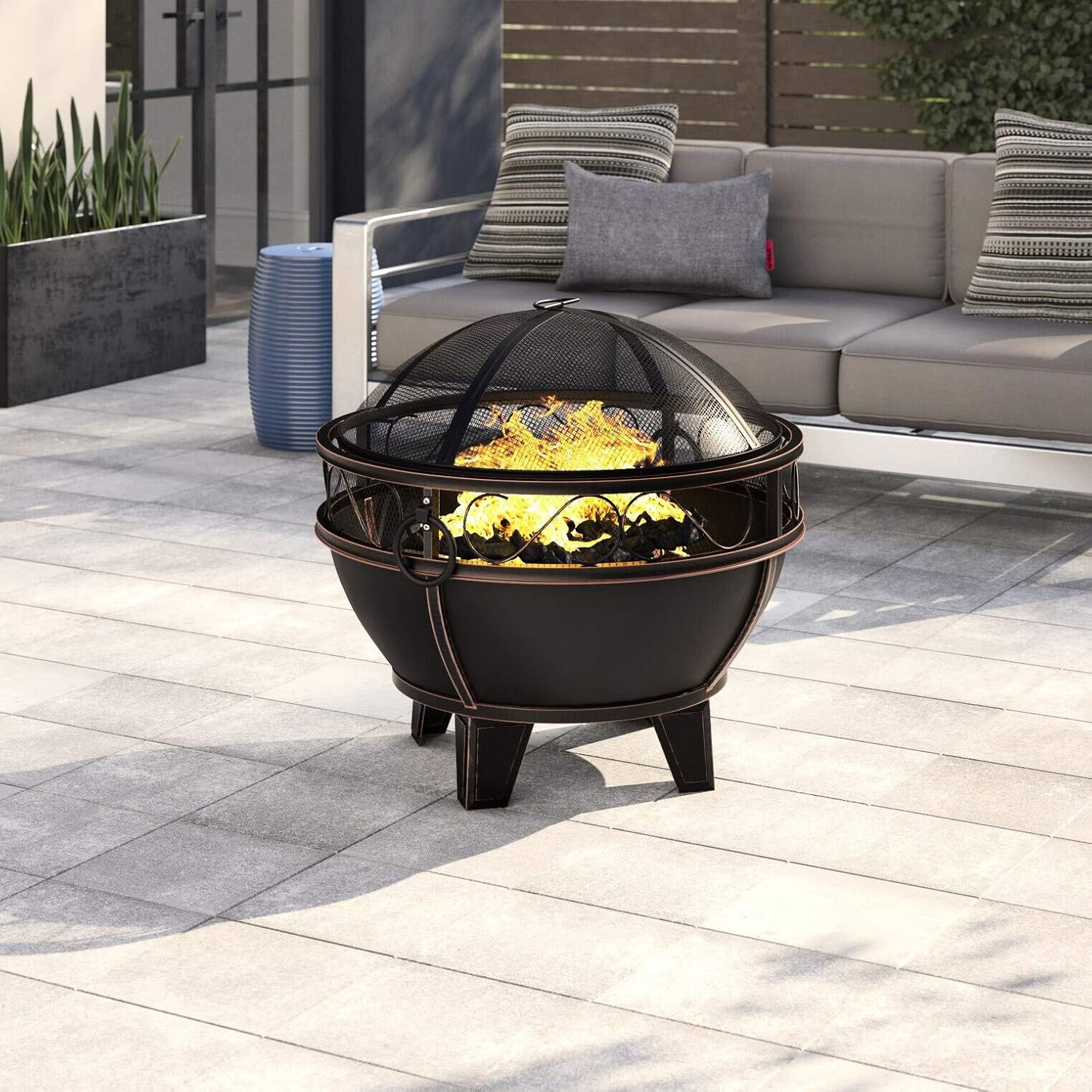 Bergulv Steel Wood Burning Fire Pit, Cooking Grid for