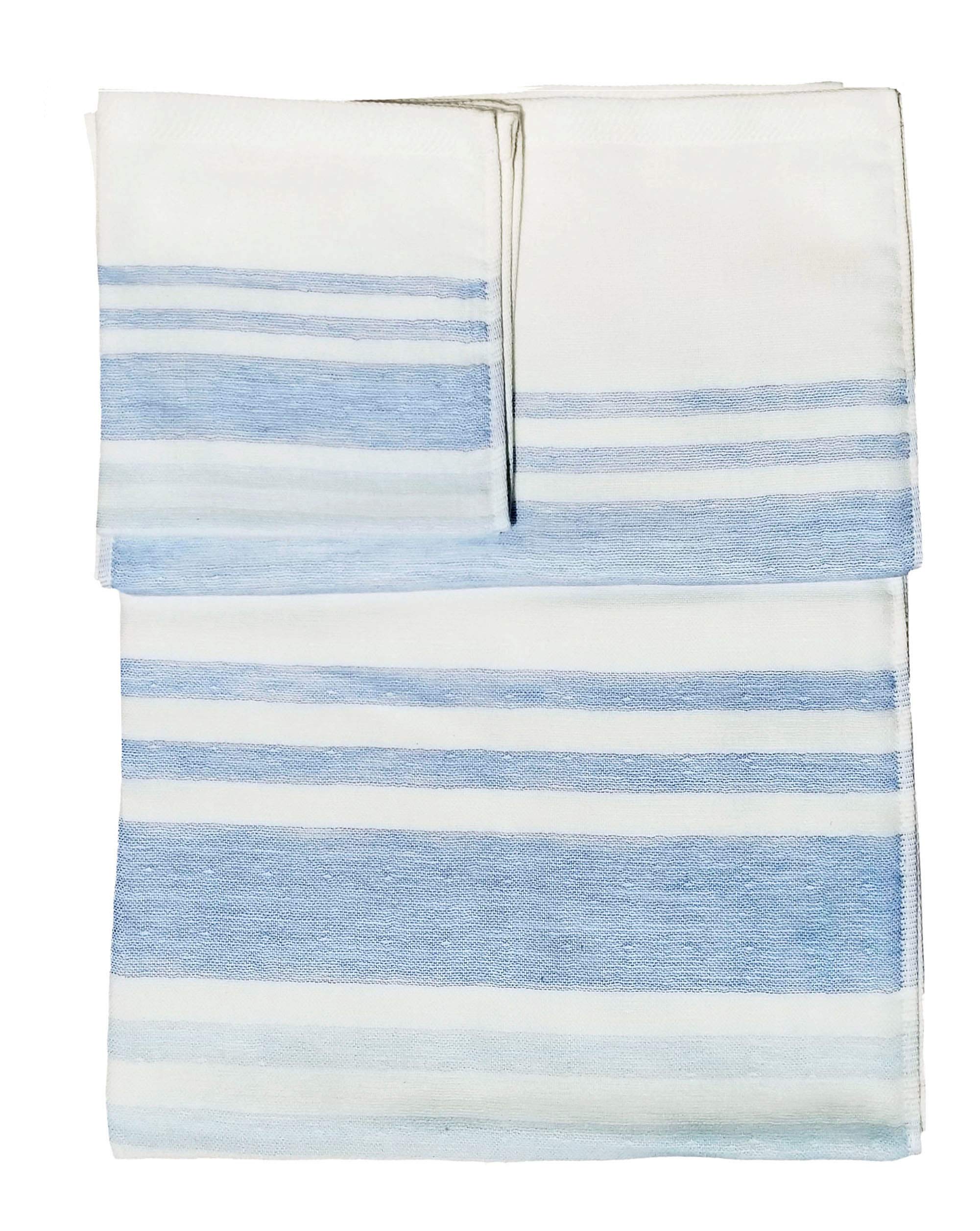 IPPINKA Senshu Japanese Towel, Ultra Soft, Quick-Drying, Two-Tone End Stripes, Blue (Set of 3 Towels)