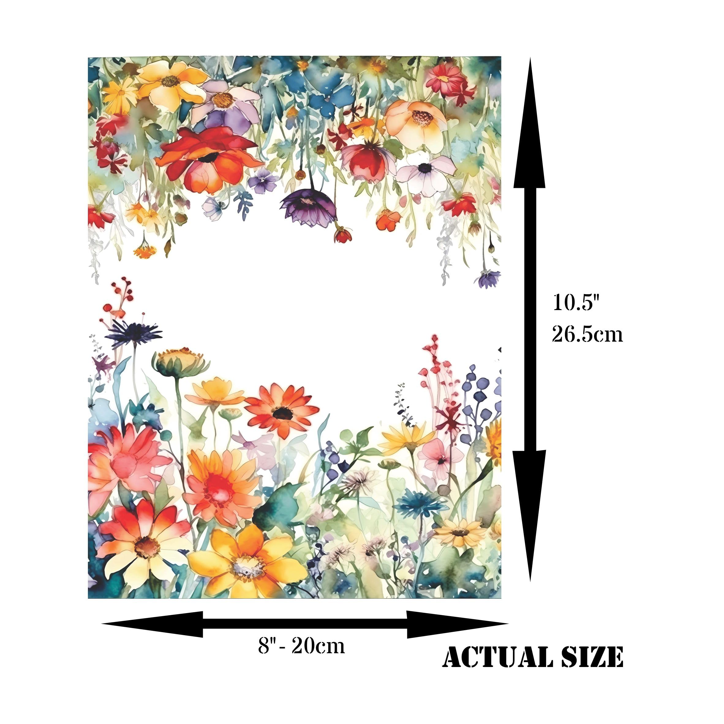 Wild Flower Borders Rice Paper, 8 x 10.5 inch - for Decoupage Cards Crafts