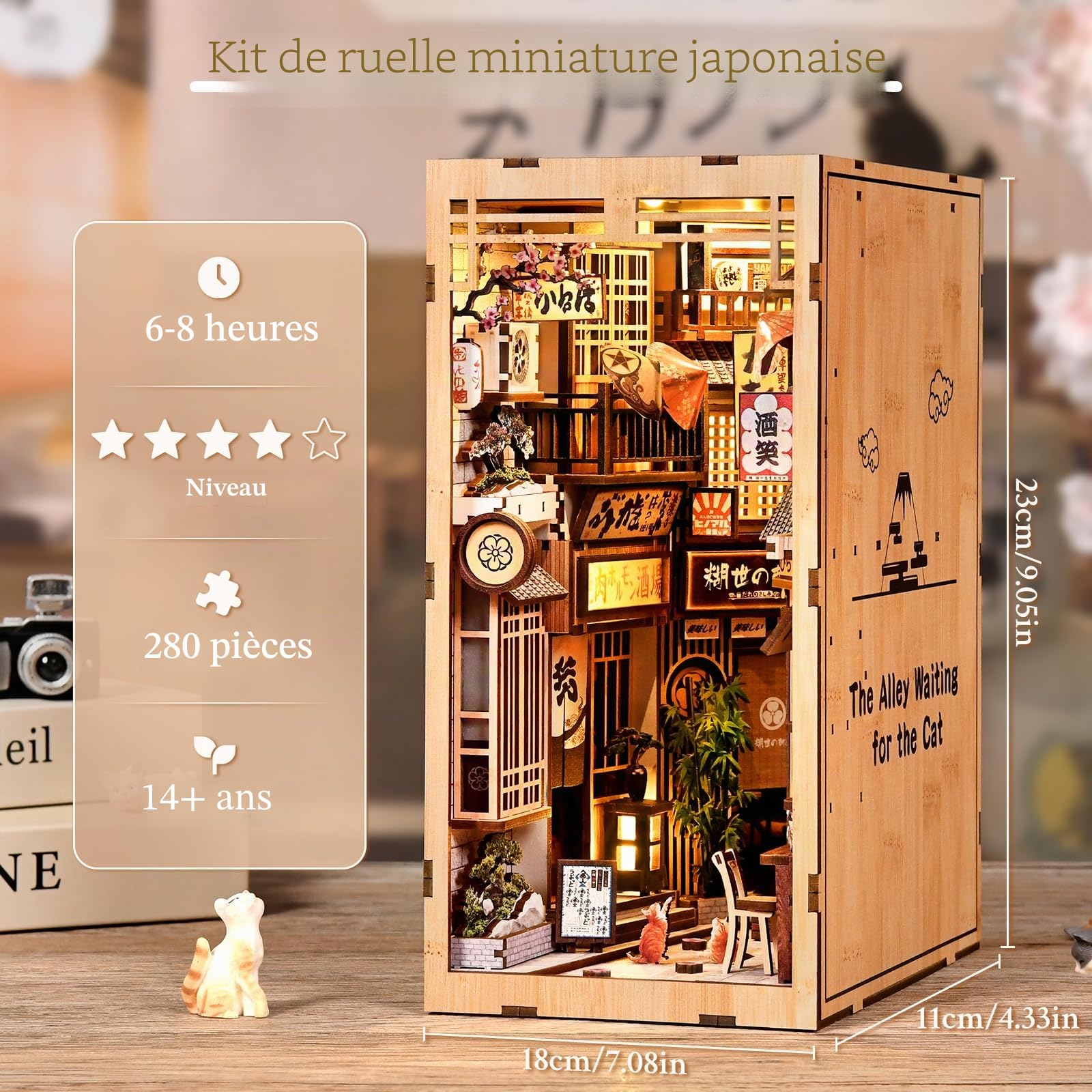 Shrike Book Nook — Maison de Poupée en Bois, Booknook avec Lumières LED,