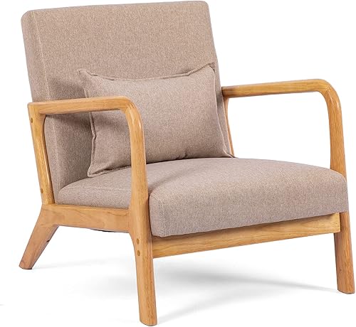 UNICOO - Silla decorativa moderna de mediados de siglo, sillón de lectura de tela, fácil montaje, sillón para sala de estar y dormitorio