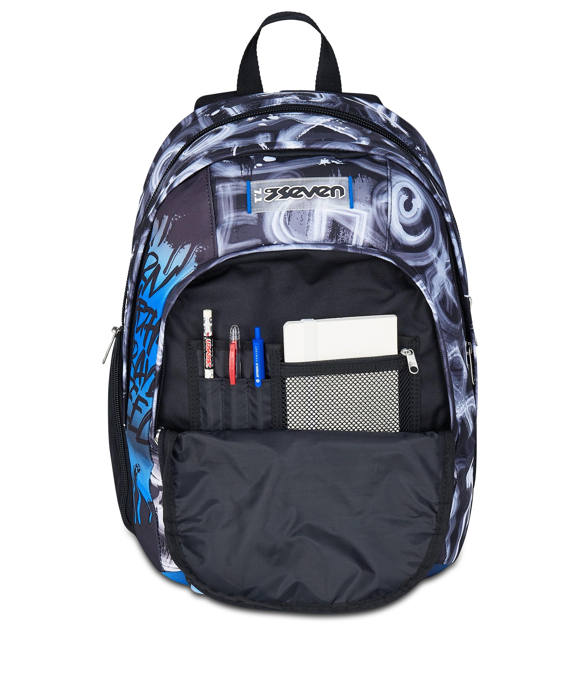 Seven Zaino Scuola Media Ragazzo, Scuola Elementare, Dual, Scomparto PC, Tasca Borraccia, grigio azzurro