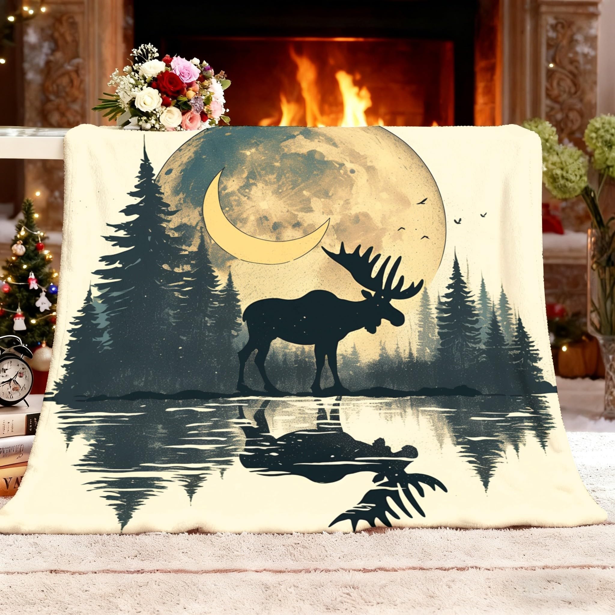 150x200 cm Toutes Les Saisons Plaid Polaire Animaux De La ForêT Naturelle Chaude Légère et Couverture Douillette Canapé/Lit Jaune Couverture Polaire Ultra Douce Cadeau pour garçons Filles