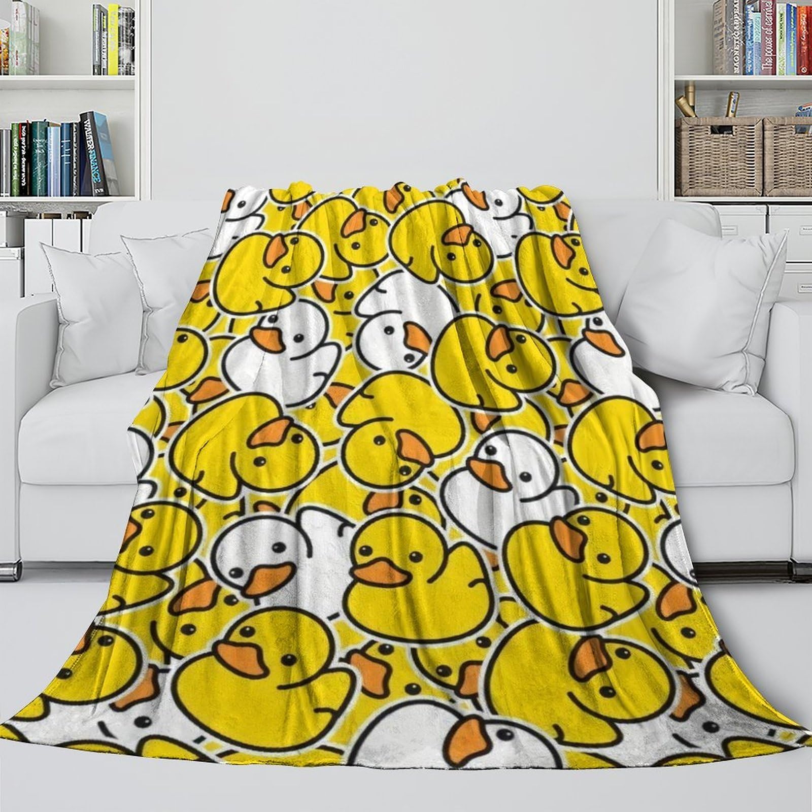 LXHASPIEO Rubber Duck Soft Fleece Blanket - Soft Blanket Like A Hug In A Blanket - Birthday Gift for Hubby Boyfriend Girlfriend Neighbor - Gift for Yourself 40x50inch(100x130cm)