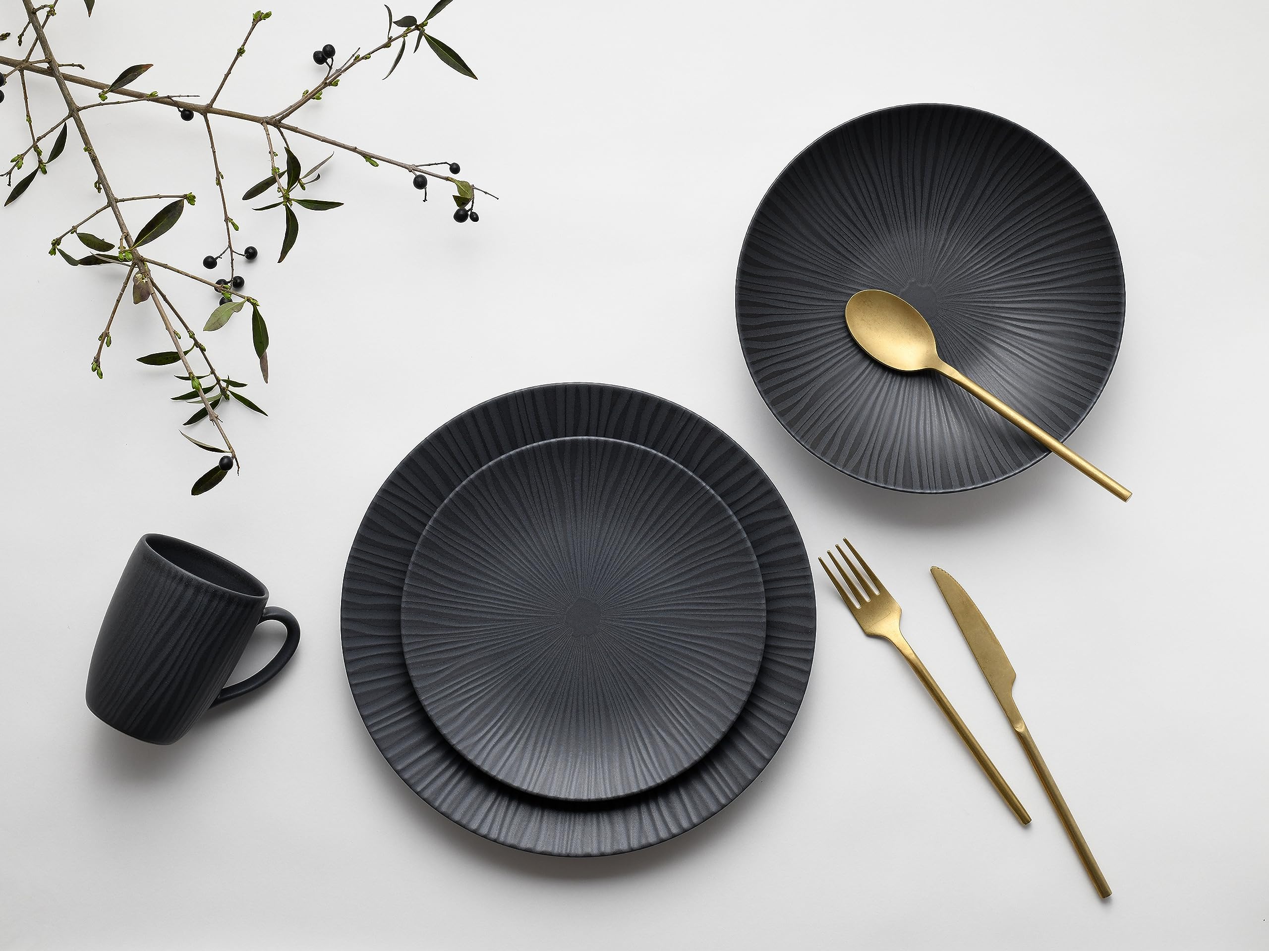 CreaTable, 17872, Serie Vesuvio Black, Geschirrset, Becherset 6 teilig