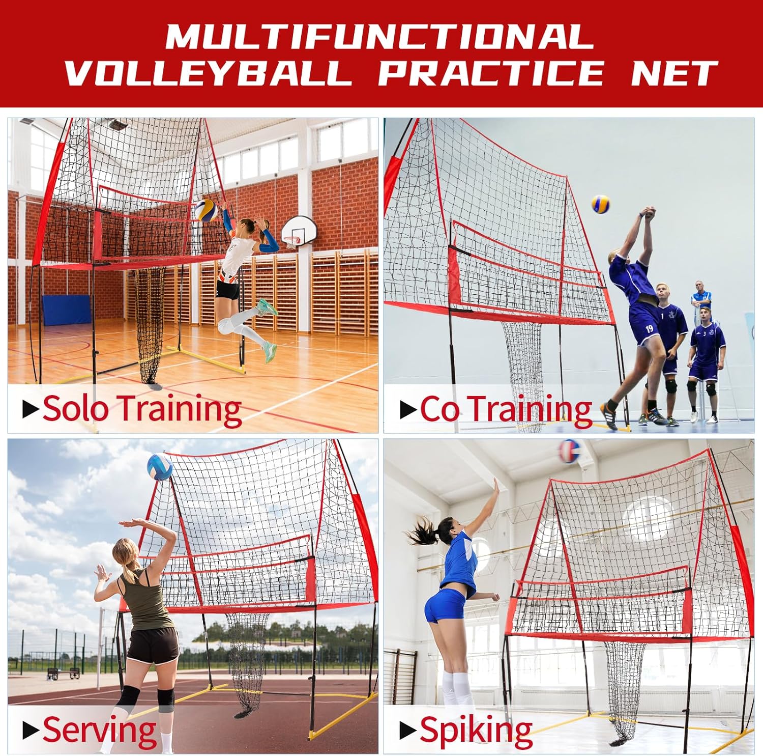 Sturdy and Easy to Set up Volleyball Training Equipment Net,Update Freely Height Adjustable Volleyball Net for Backyard,Portable Net to Improve Spike Service Skill for Indoor and Outdoor