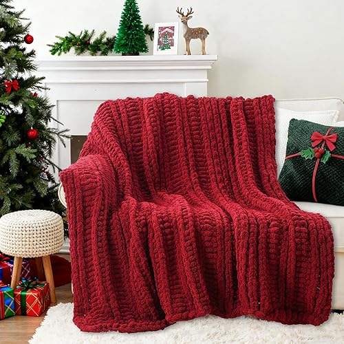 Miniatura 21 de Battilo Manta anaranjada de punto grueso para sofá, cobija de otoño, decoraciones de otoño color óxido, cobija gruesa y cálida de chenilla suave