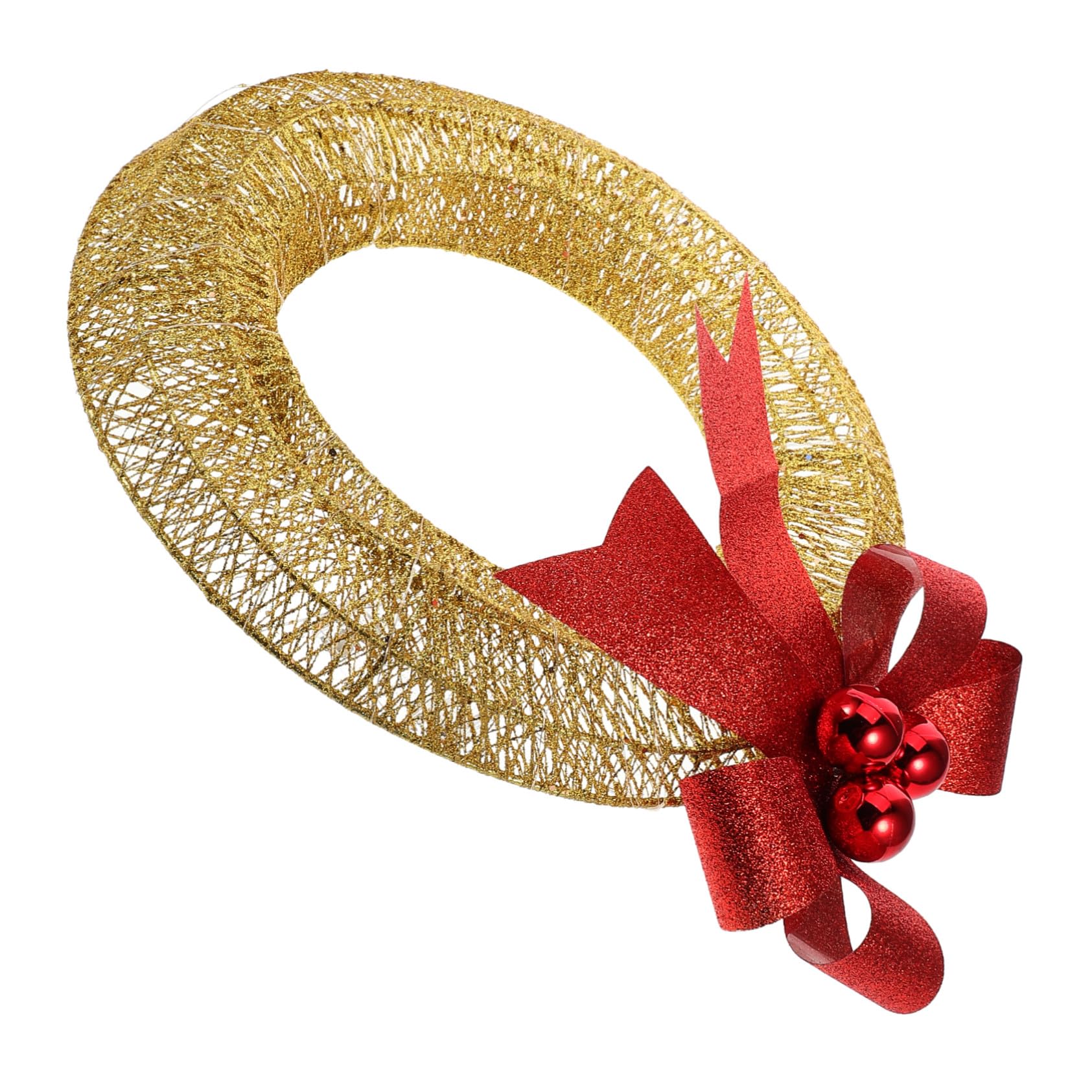 Petite couronne éclairée de Noël au design doré chic pour décoration murale