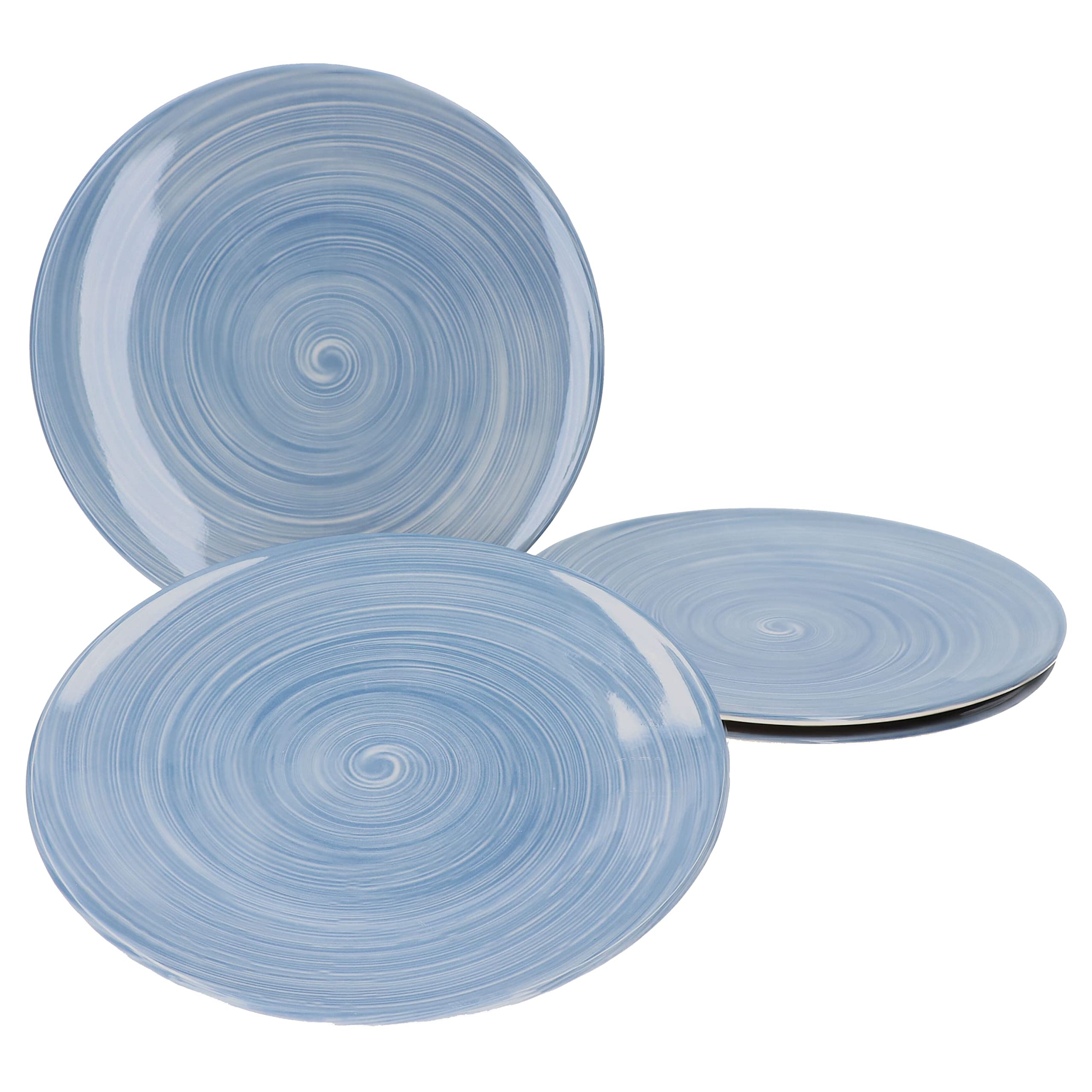 Ritzenhoff & Breker Julia Set de 4 assiettes plates unisexes - diamètre : 26,5 cm - 4 personnes - assiettes de table, Design maritime - vaisselle en porcelaine avec motif tourbillonnant bleu