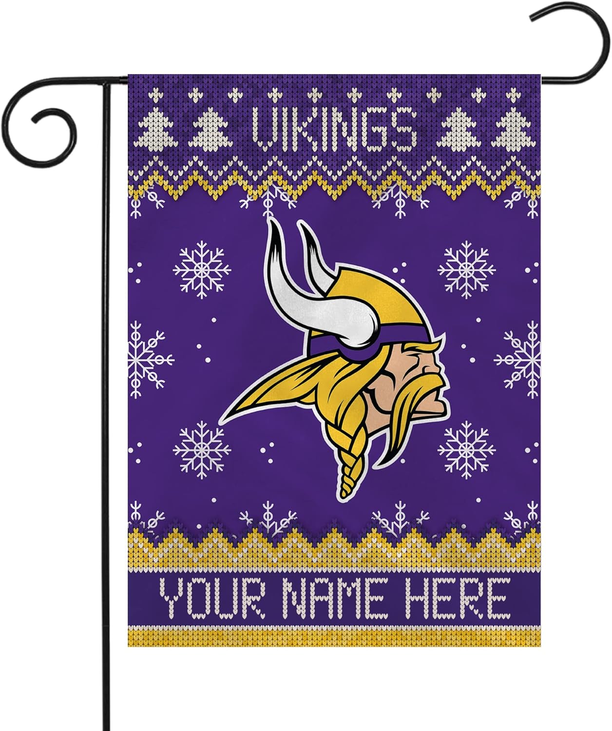 Rico Industries NFL Football Winter/Snowflake Personalized Garden Flag