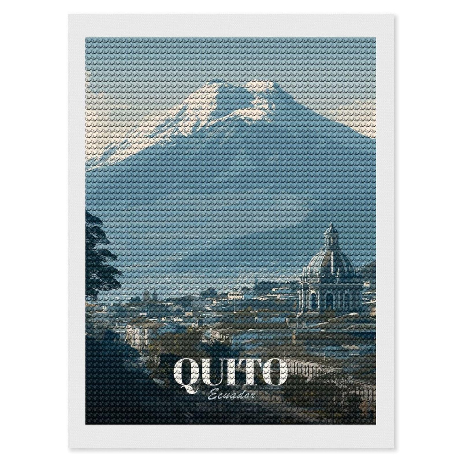 Junmoney Quito, Ecuador Travel (2) Diamond Painting Canvas Kit 12"x16", Round Gems, Living Room Decor, Seasonal Gift Choice, Modern Decor