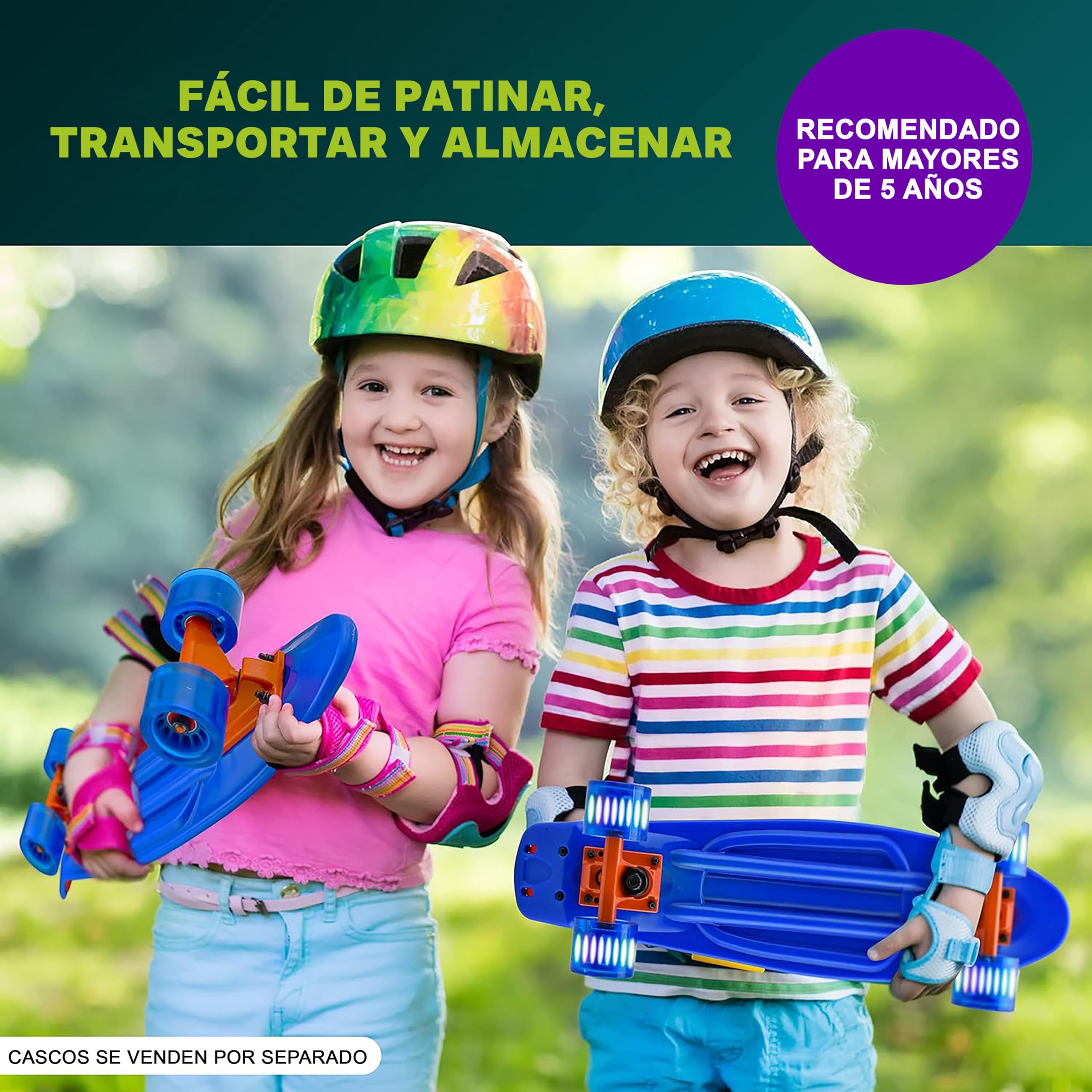 Hurtle Skateboard, Monopatin, Mini Crucero, Tabla, Plataforma de 6”, Ruedas PU con luz LED, Niños, Niñas, Adolescentes