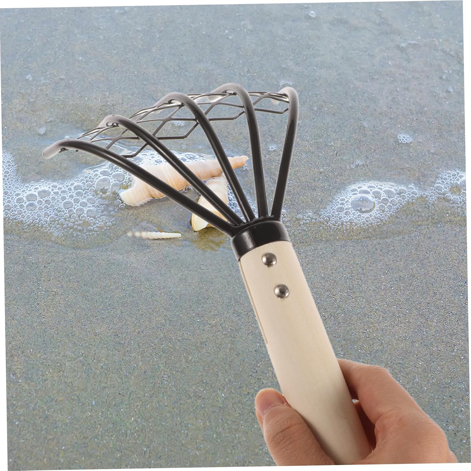 UPKOCH 2pcs Carbon Steel Beach Clam Rake Net Seafood Digging Tool for Clams Oysters and Shellfish Collection Comfortable Handle Non-Skid Design