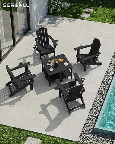 Miniatura 28 de SERWALL Mesa auxiliar doble Adirondack rectangular, color marrón