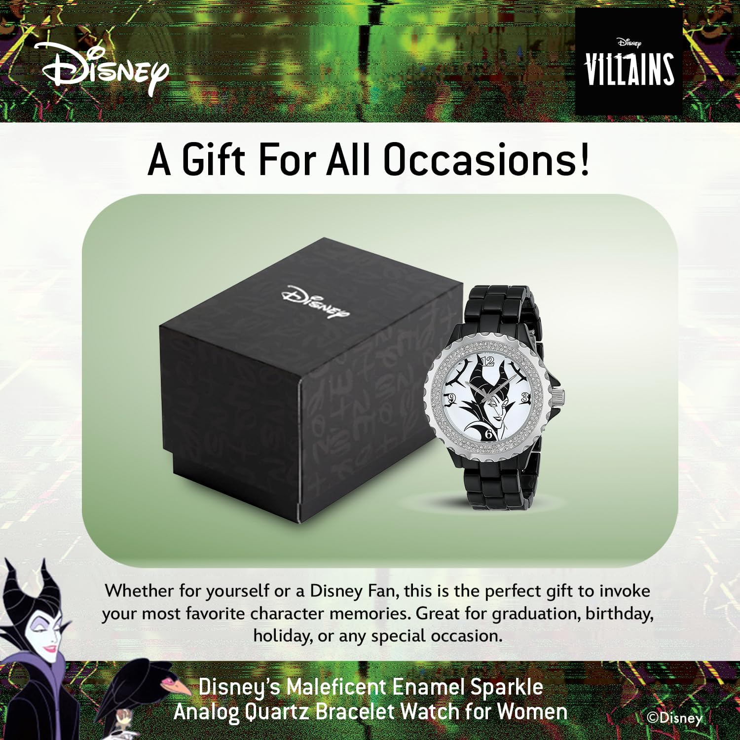 Disney Adult Enamel Sparkle Analog Quartz Bracelet Watch