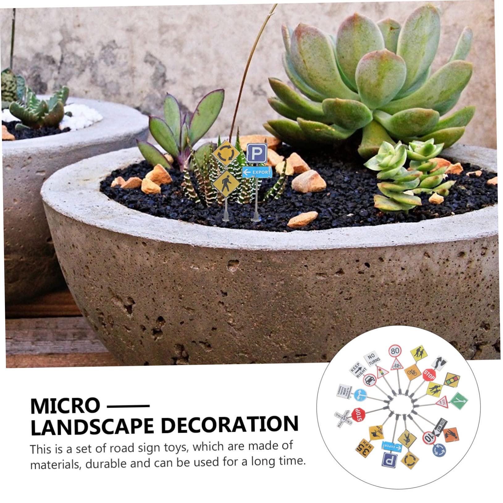 balacoo 14pcs Miniature Traffic Signs Learning Toy Set Simulation Road Signs for Boys and Girls Home and Classroom Decor