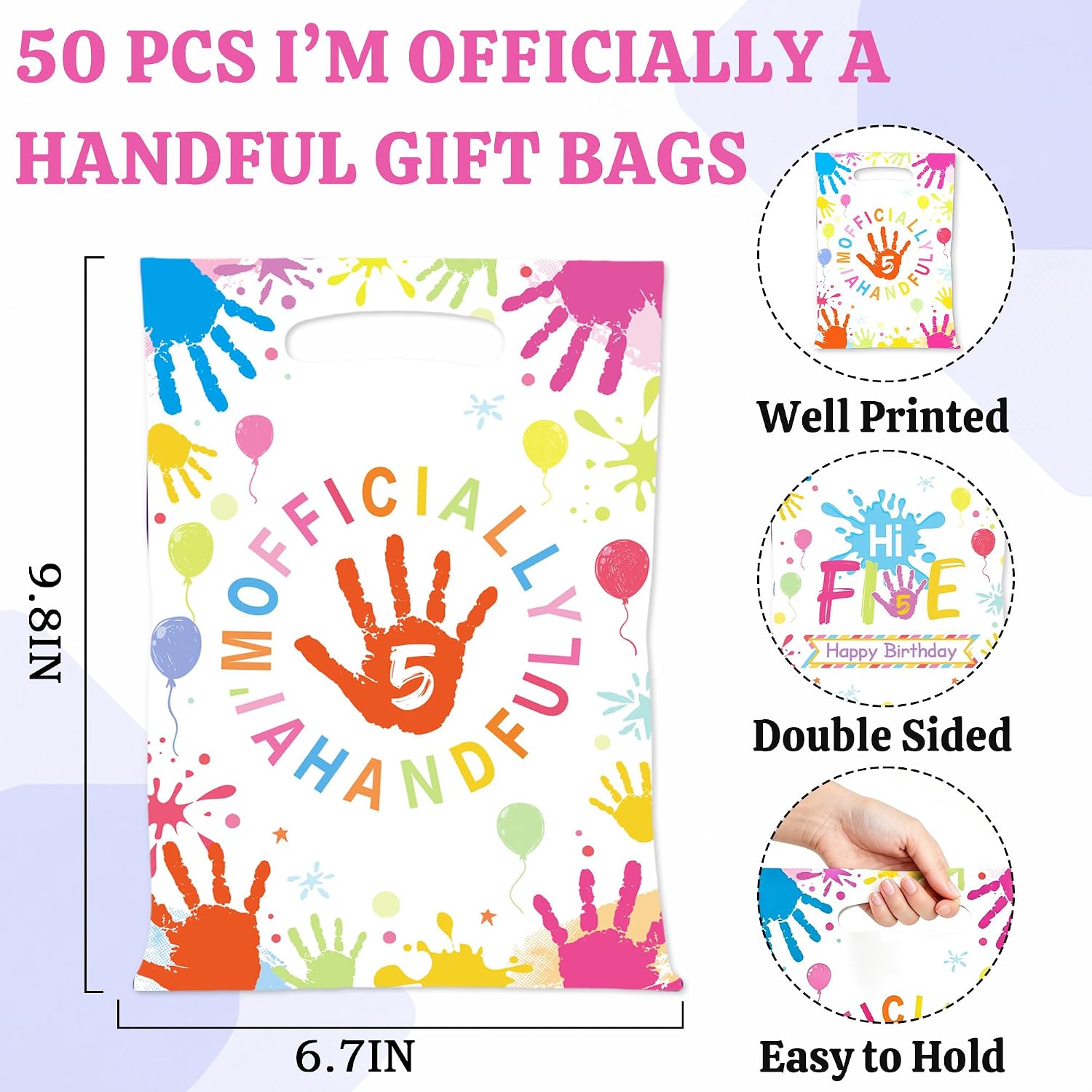 Hi Five Party Favor Bags, Orange Officially a Handful 5th Birthday Decor image 2