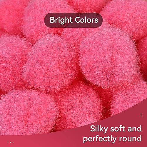 Miniatura 100 de MORFEN 150 pompones, pompones rojos de 1 pulgada para manualidades, bolas de pompón mullido, pequeños pompones para proyectos de manualidades, artes