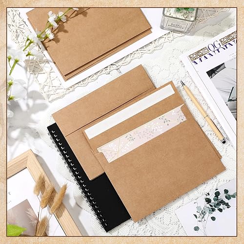 Miniatura 7 de Paquete de 300 sobres de Navidad A7 autoadhesivos de papel kraft A7 sobres de papel kraft para fiestas bodas invitaciones fotos 531 x 728 pulgadas