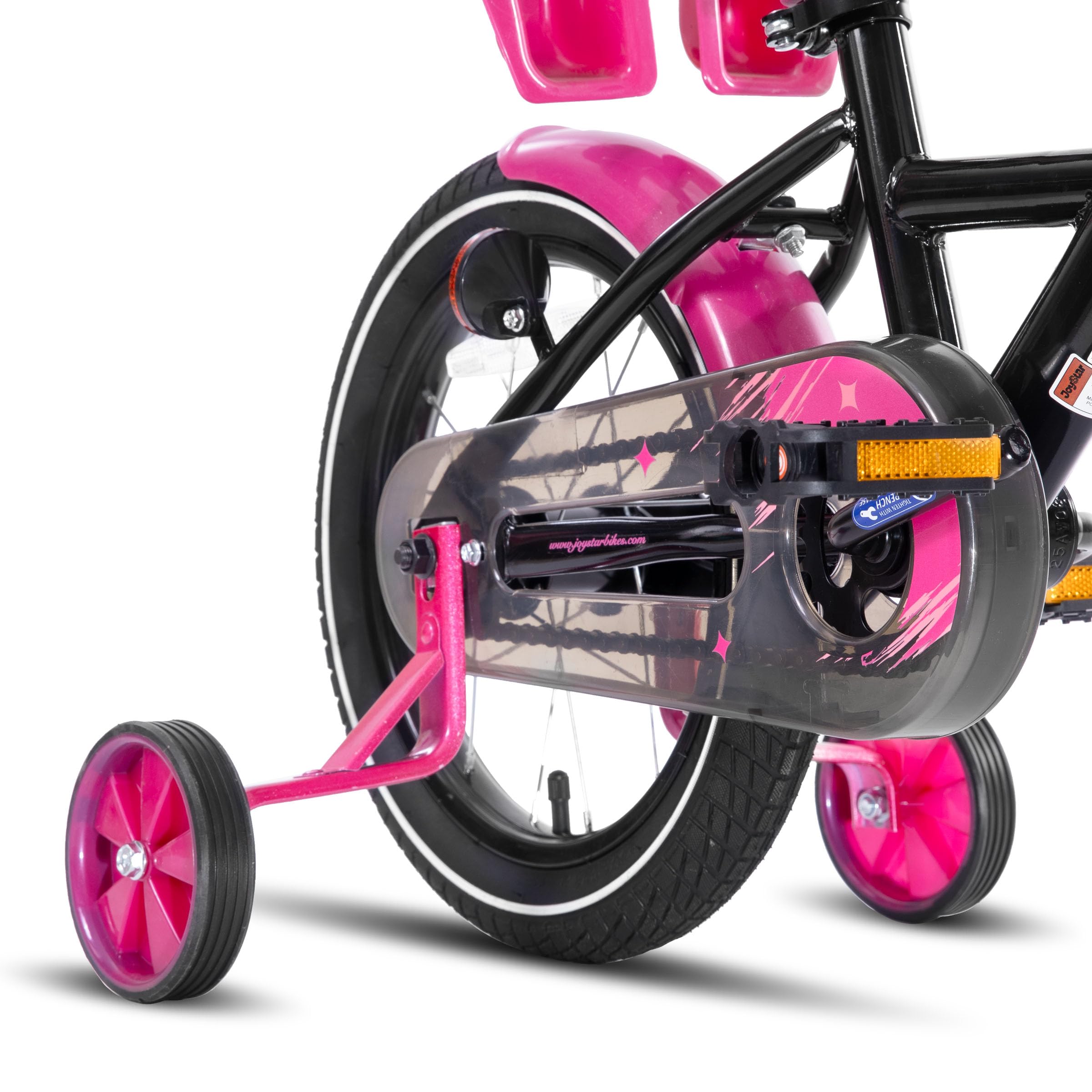JOYSTAR Zinnia 16 Zoll Kinderfahrrad für Mädchen von 4-7 Jahren, 16 Zoll Mädchenfahrrad mit Stützrädern & Baket & Luftschlangen,Schwarz