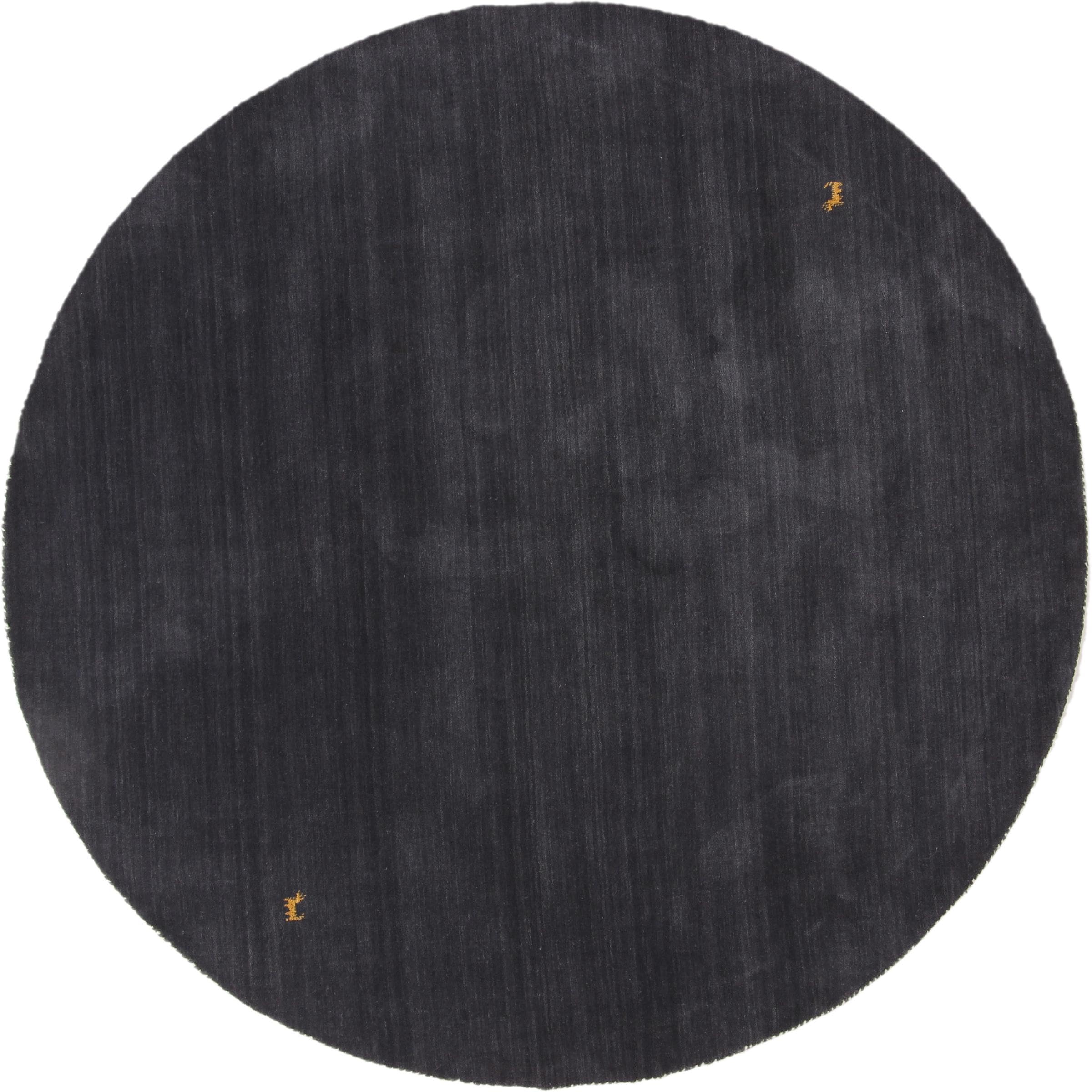 Tapis d'Orient rond Loom Gabbeh gris en laine pour réchauffer les sols froids