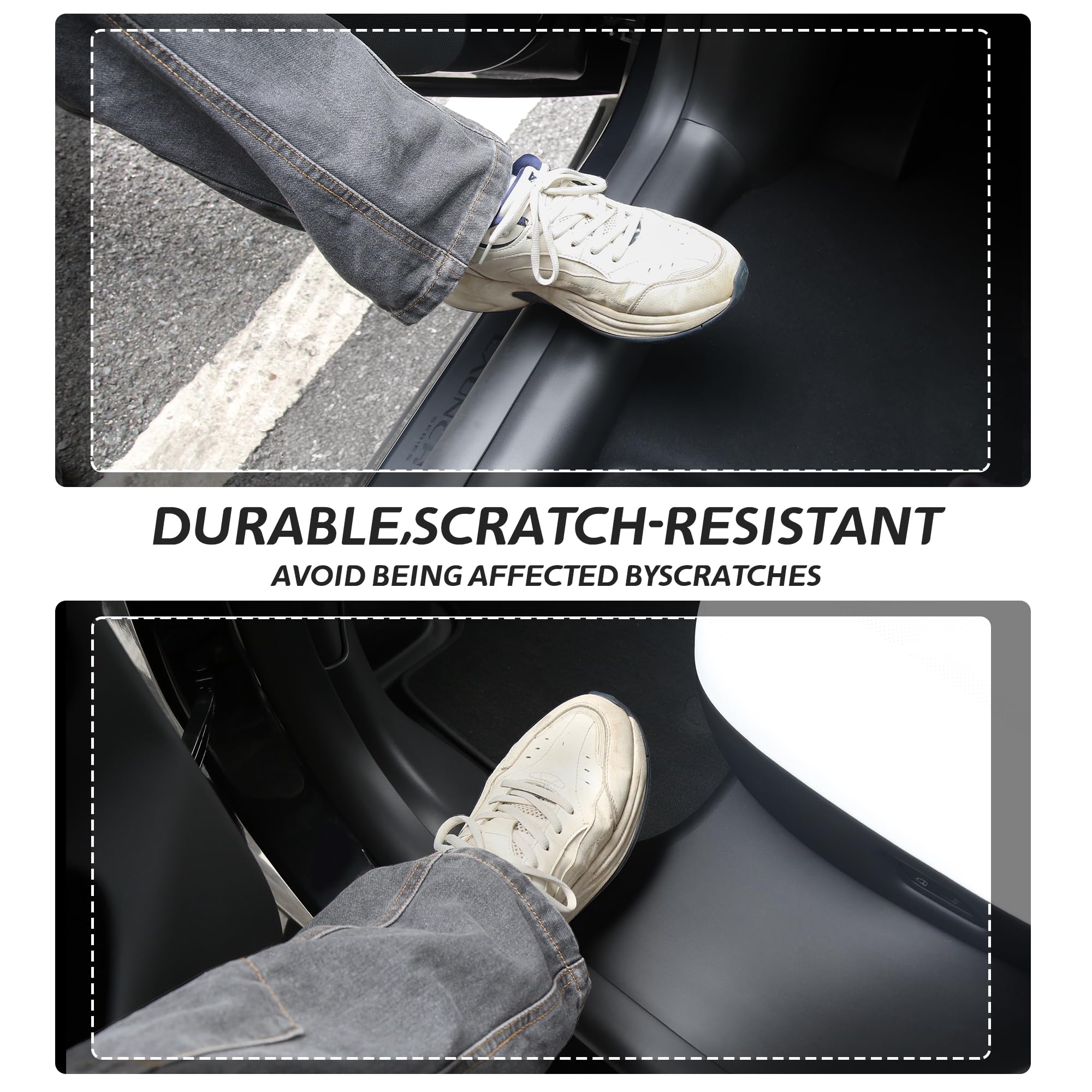 pour Tesla Model Y Juniper 2025-2026 Protections de Seuil de Porte Arrière, Protecteurs De Bord De Porte, Anti-Dérapantes Avant Et Arrière pour Model Y Juniper (Not fit 2026 Standard)